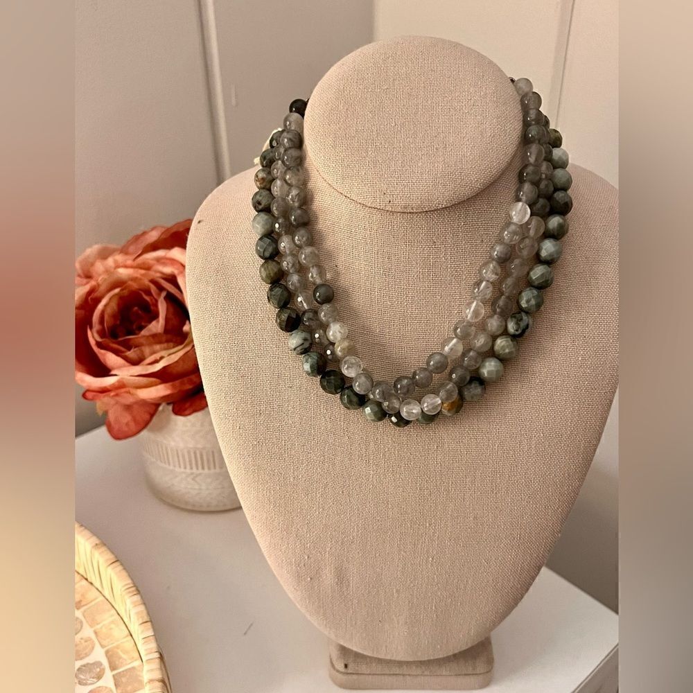 Chan Luu x Anthropologie Sterling Silver 3 Strand Semi-Precious Stone Necklace - Picture 3 of 5